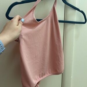 Pink Ribbed Halter Top
